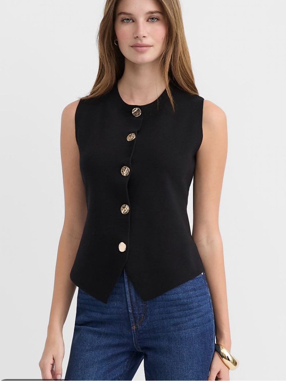 NWOT Loft Hammered Metallic Button Sweater Vest